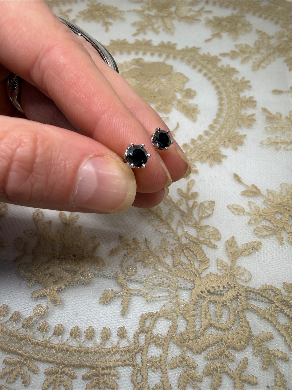 Black Moissanite .5ct Studs 925 Sterling Screw Back Certified Old Money Goth